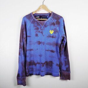hand dyed waffle knit long sleeve with patches